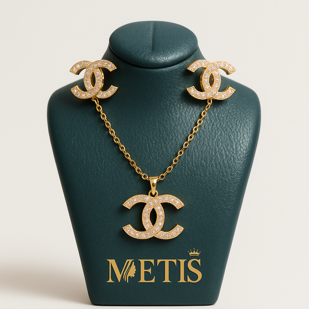 نیم ست شنل نگین دار کد 1