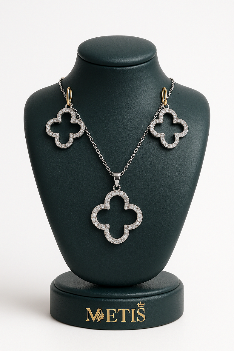 نیم ست ونکلیف نگین دار کد 4