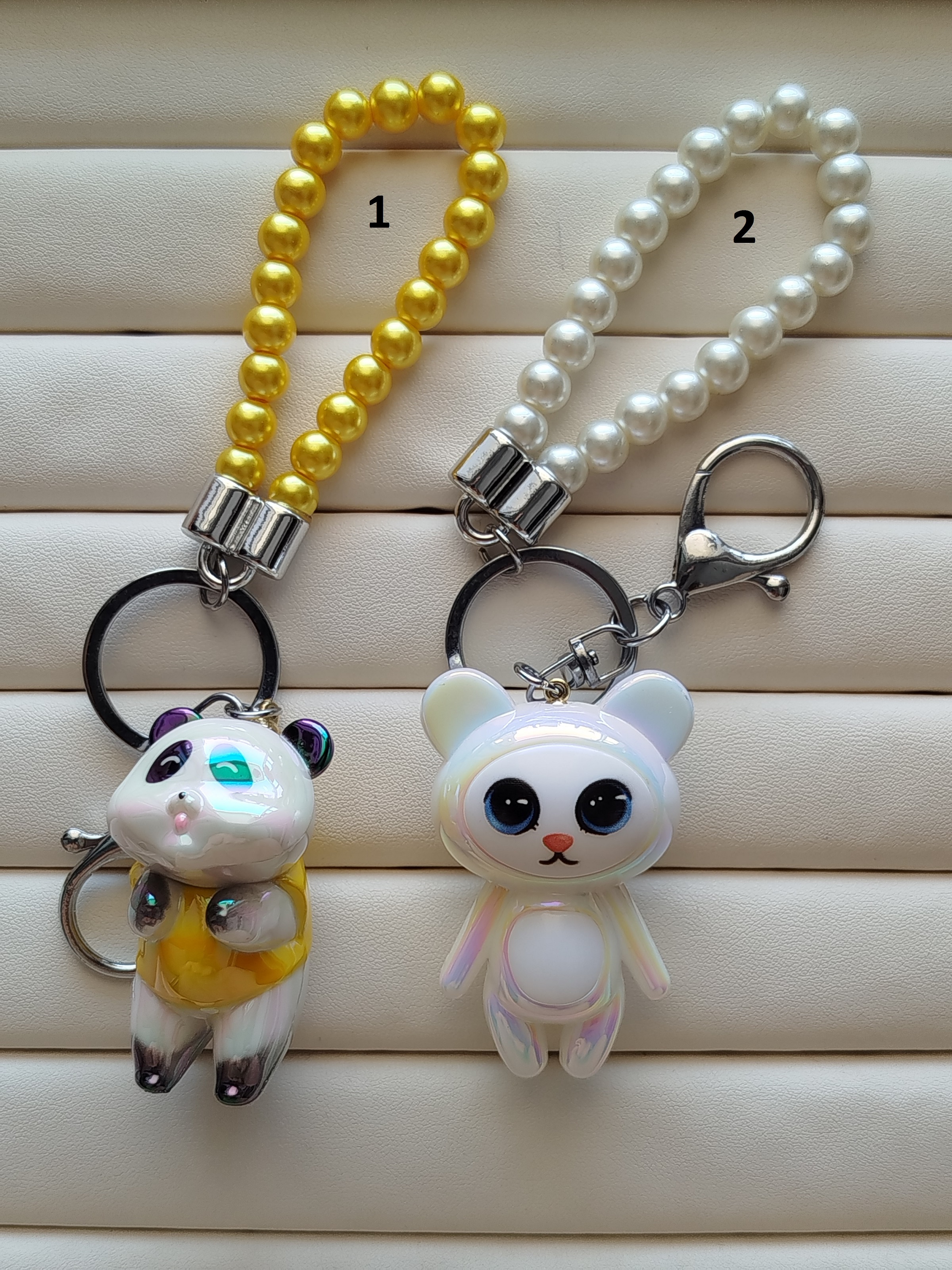 جا کلیدی حلقه نقره ای -بند مرواریدی- کد 15