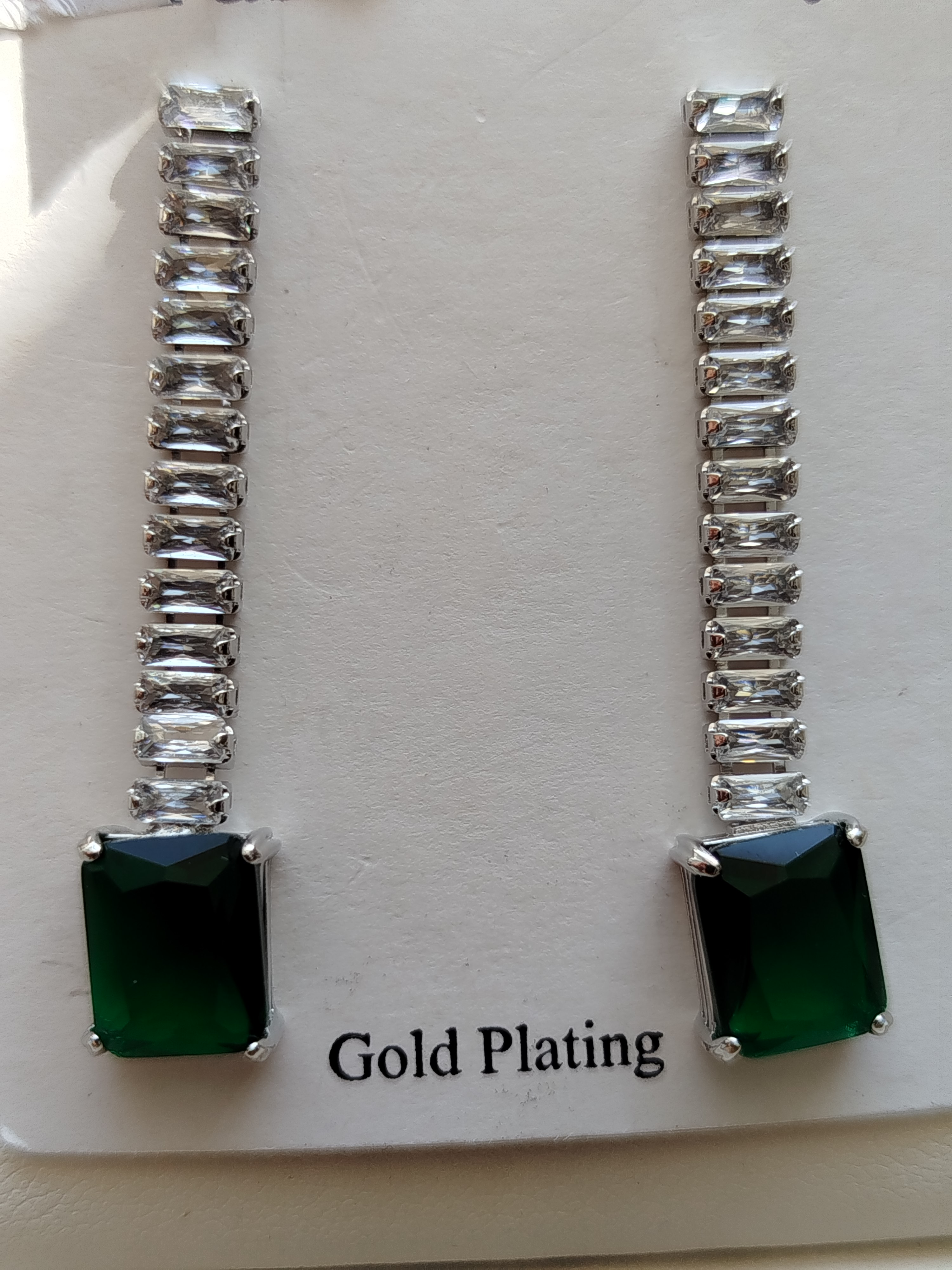 گوشواره آویز نگین تنیسی سبز کد 66