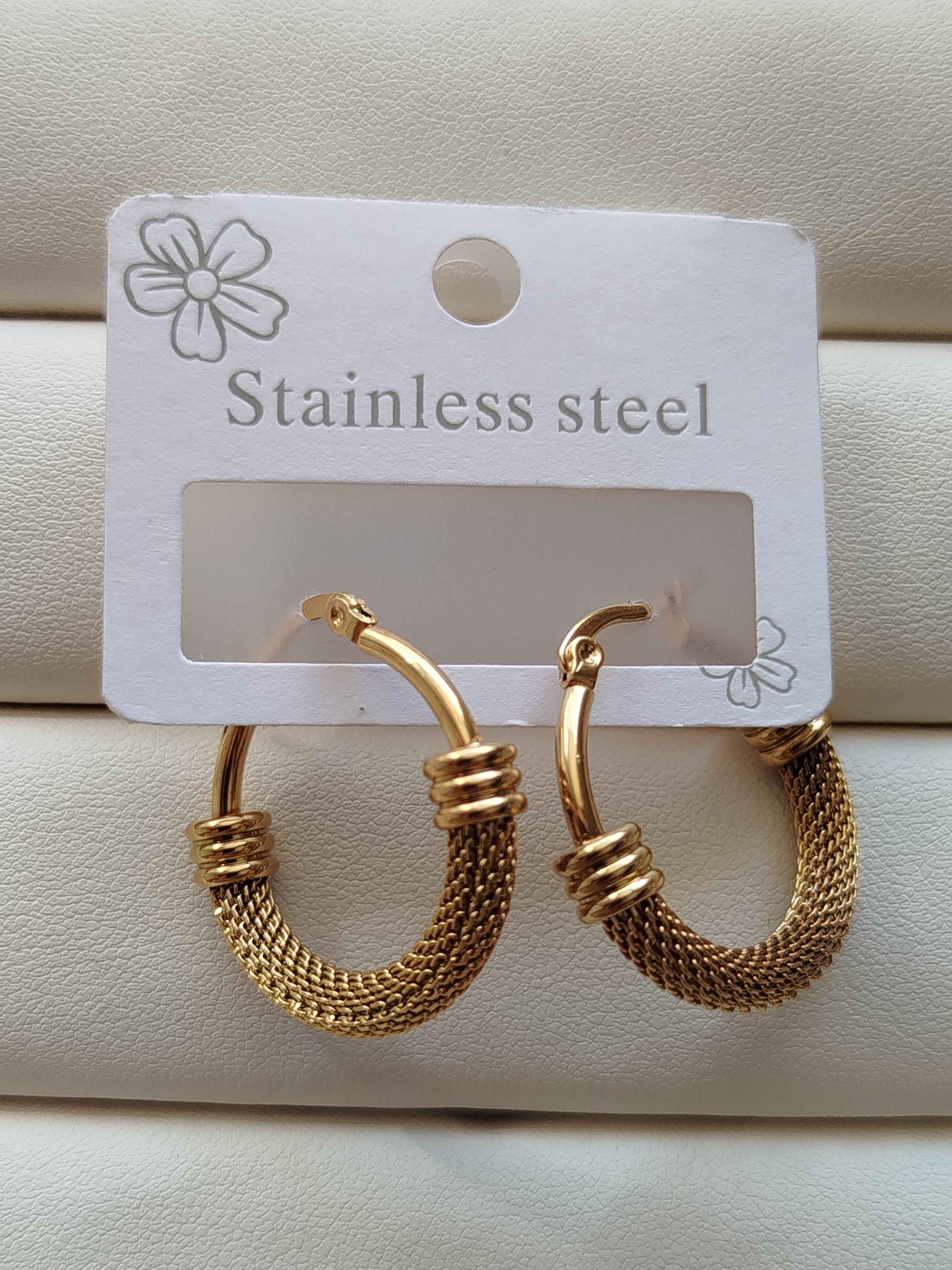 گوشواره حلقه ای طرح طلا مدل توری کد 68