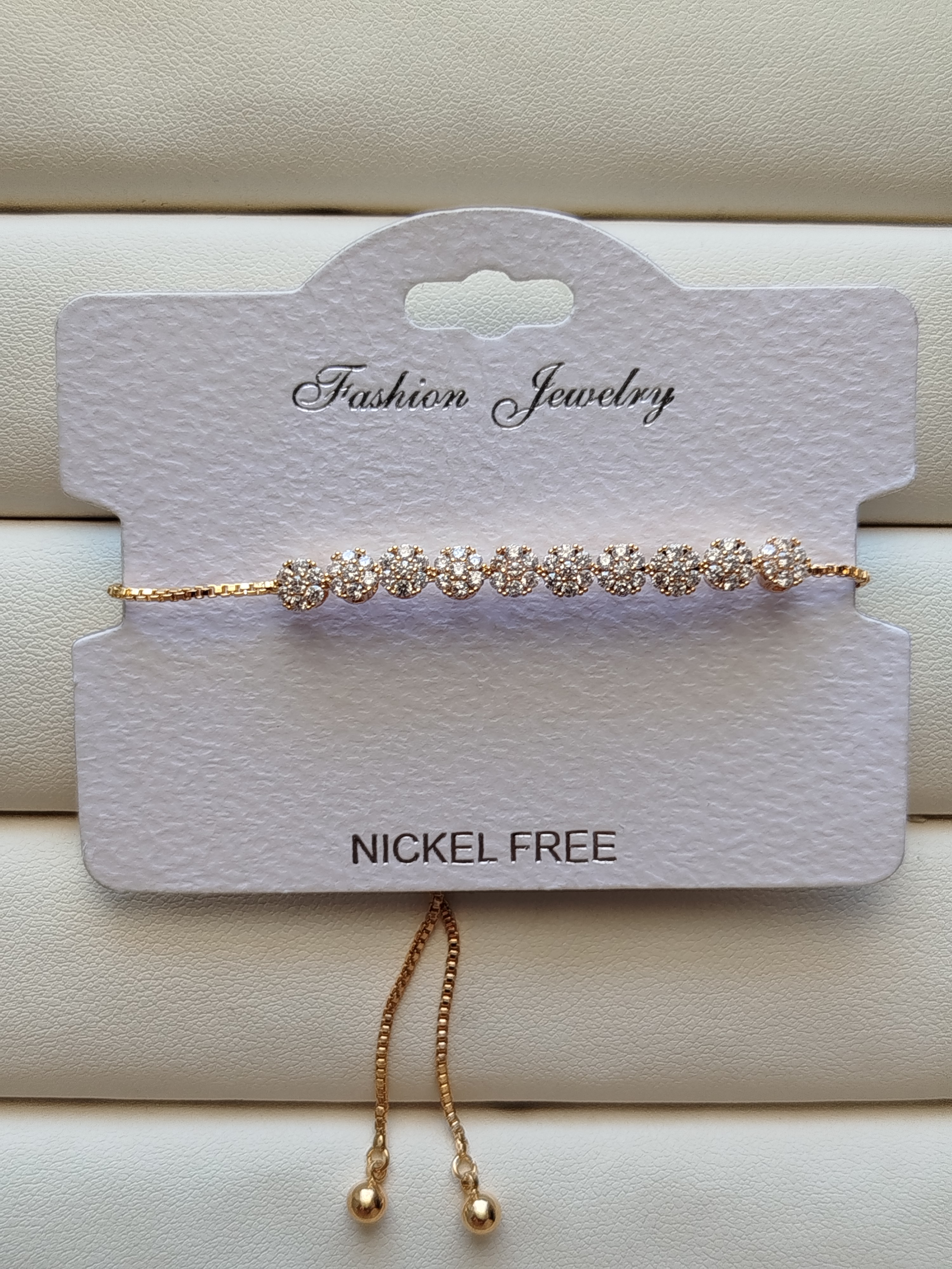 دستبند کراواتی ظریف طرح گل فول نگین کد 27