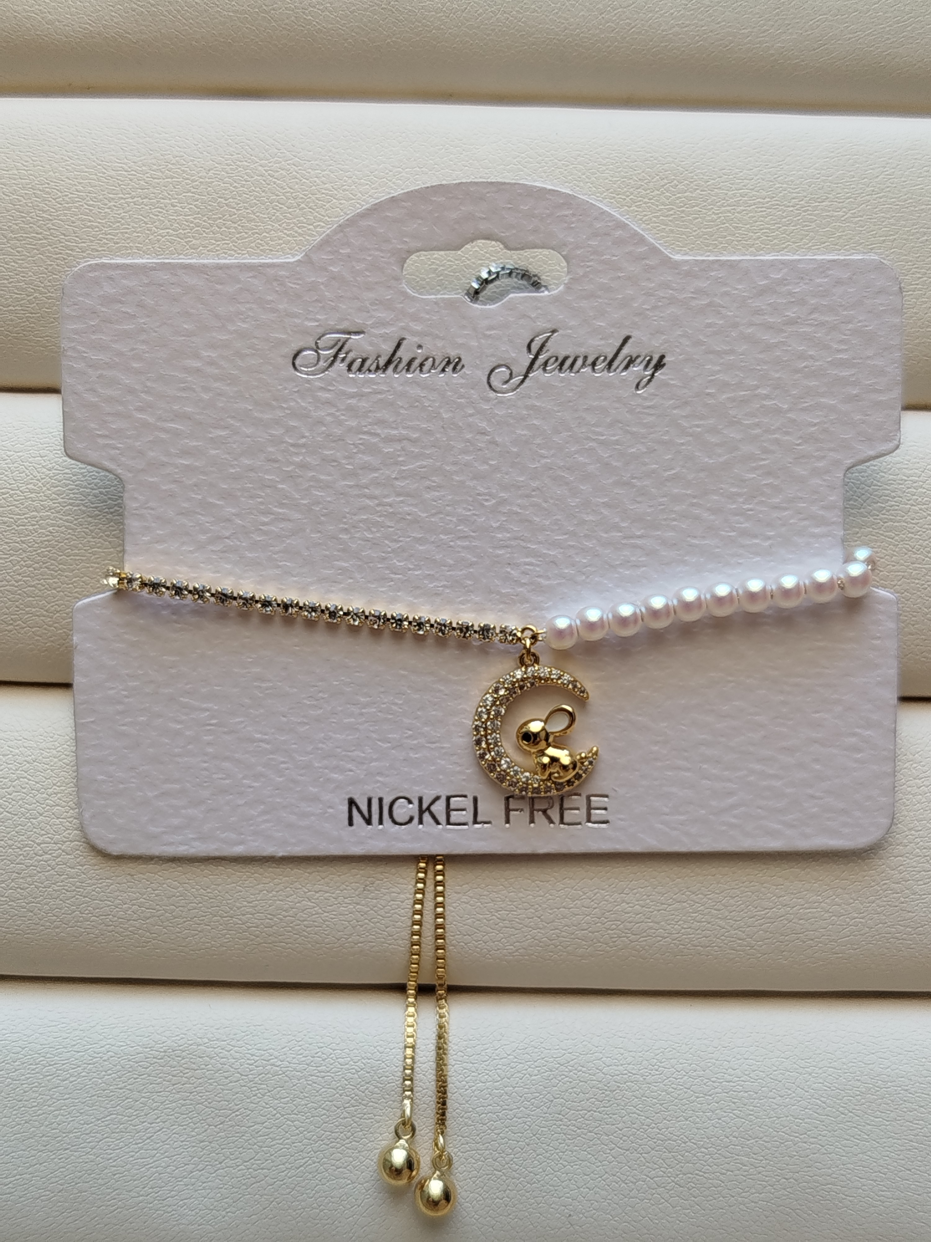 دستبندکراواتی ظریف ماه و خرگوش  کد 28