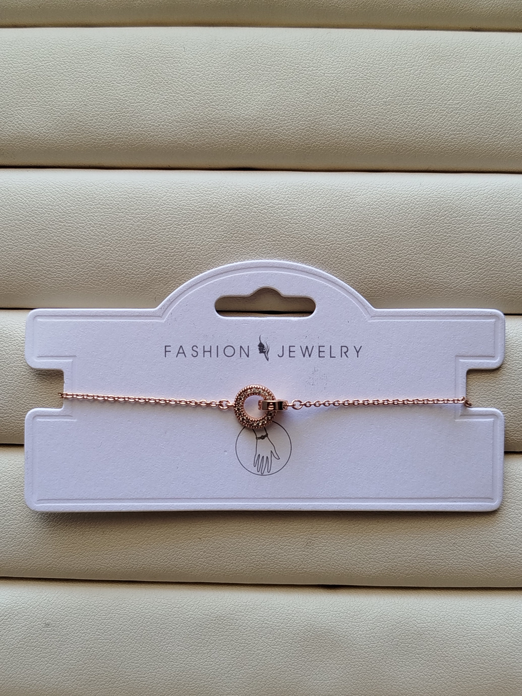 دستبند ظریف نگین دار رز گلد کد 39