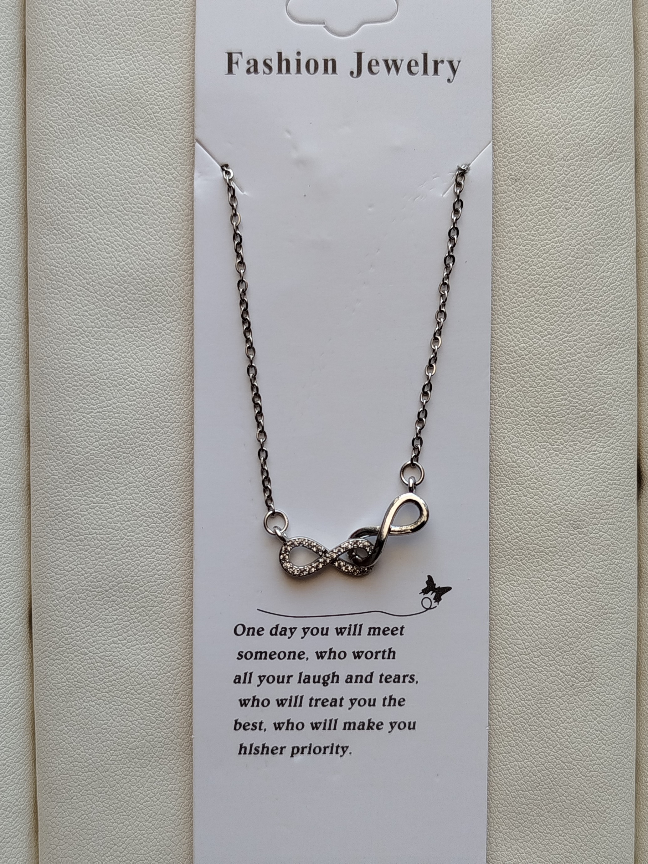 گردنبند نگین دار ظریف طرح بینهایت کد 65