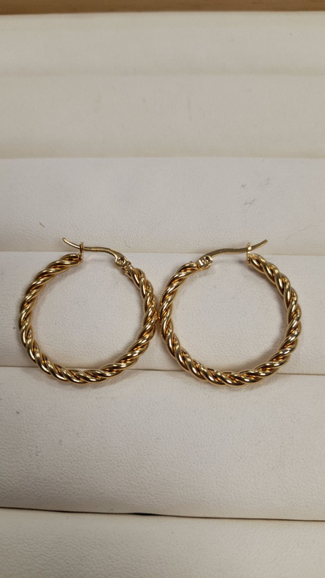 گوشواره حلقه ای طنابی طرح طلا کد 28
