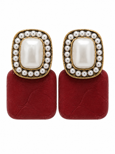 گوشواره مرواریدی طرح چرم کد 51