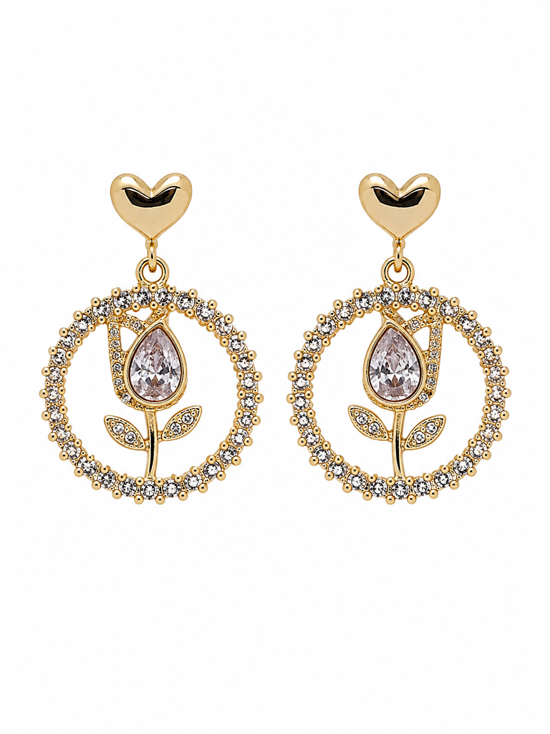 گوشواره نگین دار طرح لاله کد 52