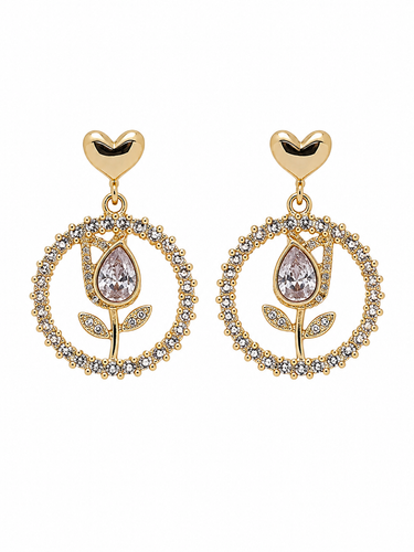 گوشواره نگین دار طرح لاله کد 52