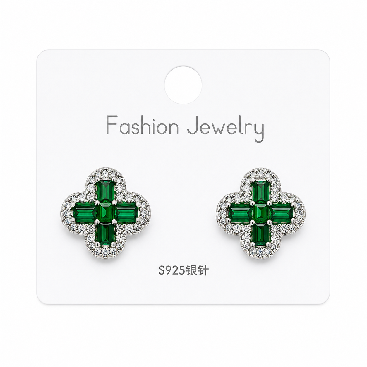 گوشواره ونکلیف نگین سبز کد 120