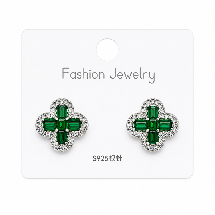 گوشواره ونکلیف نگین سبز کد 120