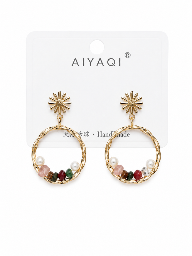 گوشواره حلقه ای اویز کد 130