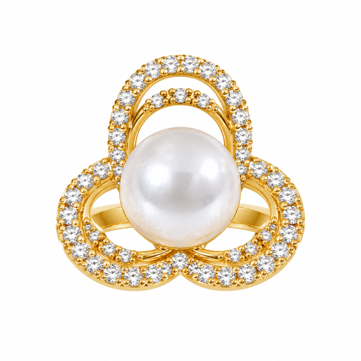 انگشتر نگین مروارید طرح گل کد 66